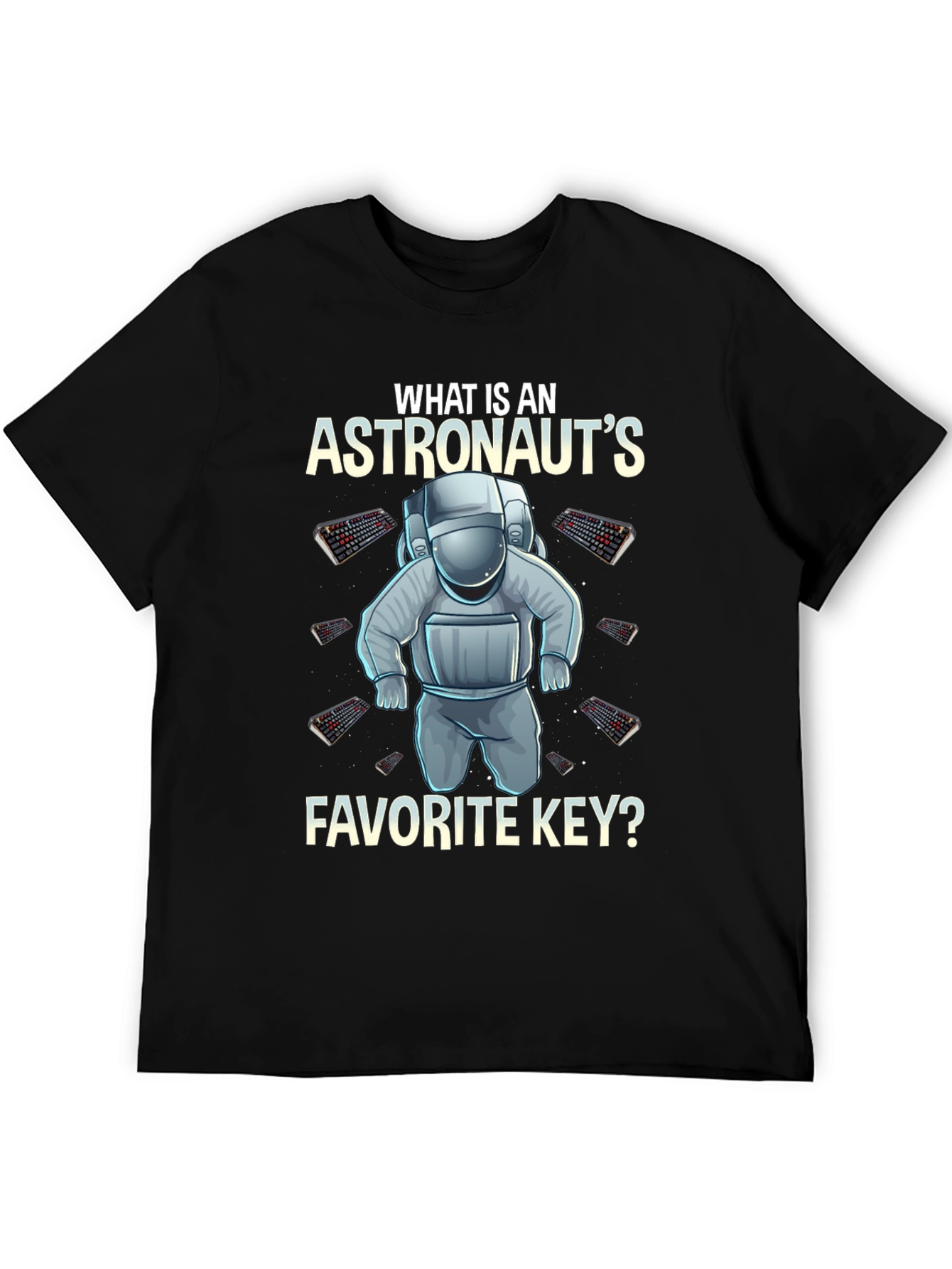 Astronaut Keyboard T-Shirt - Space Themed Pun Apparel