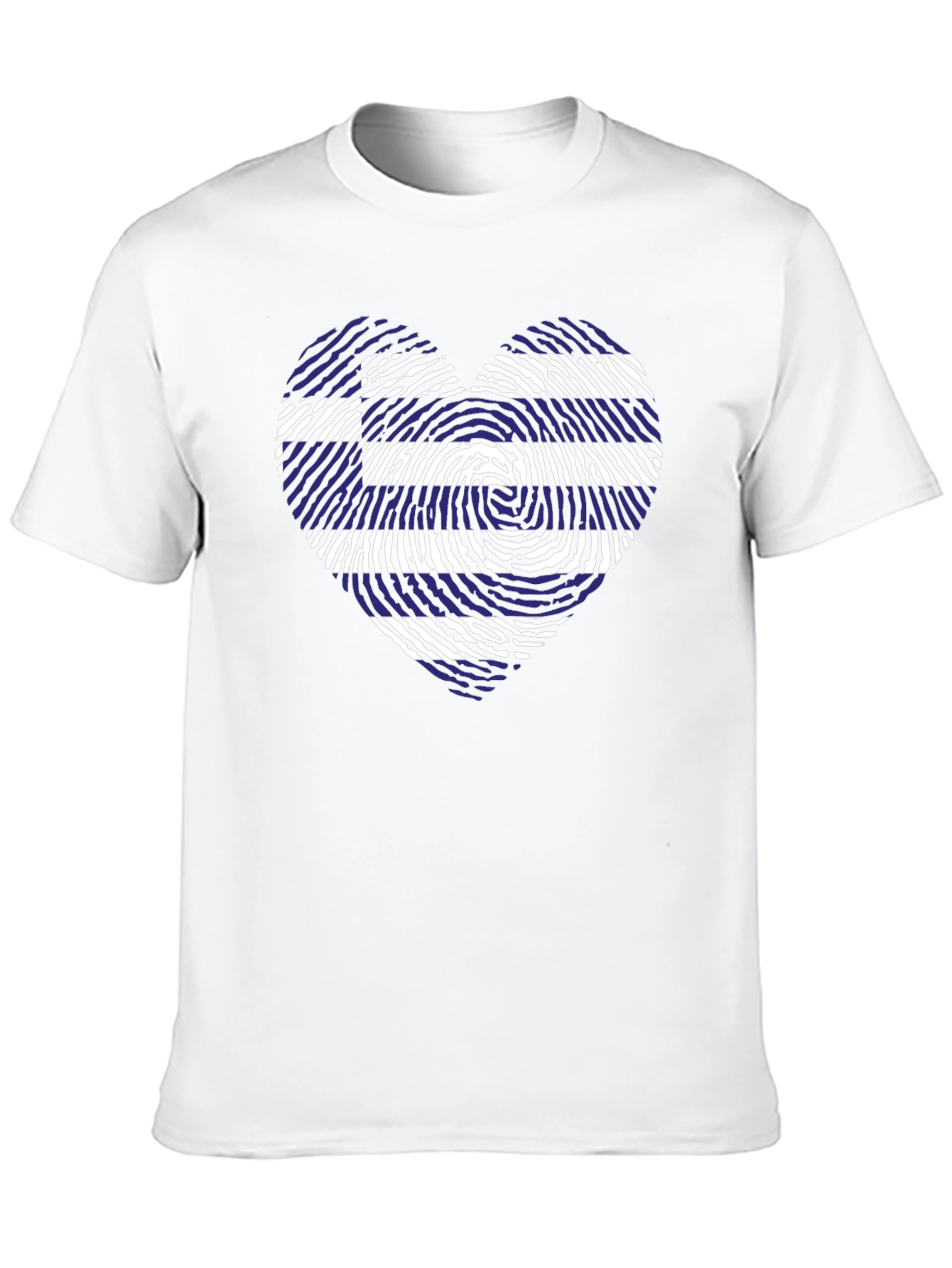 Greece Flag Heart Fingerprint T-Shirt