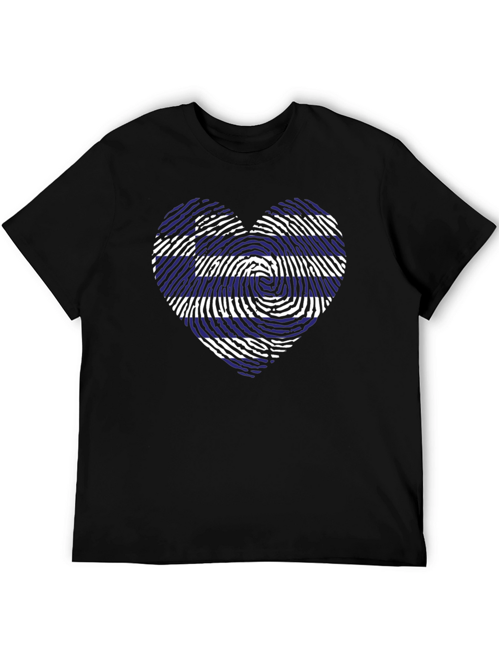 Greece Flag Heart Fingerprint T-Shirt