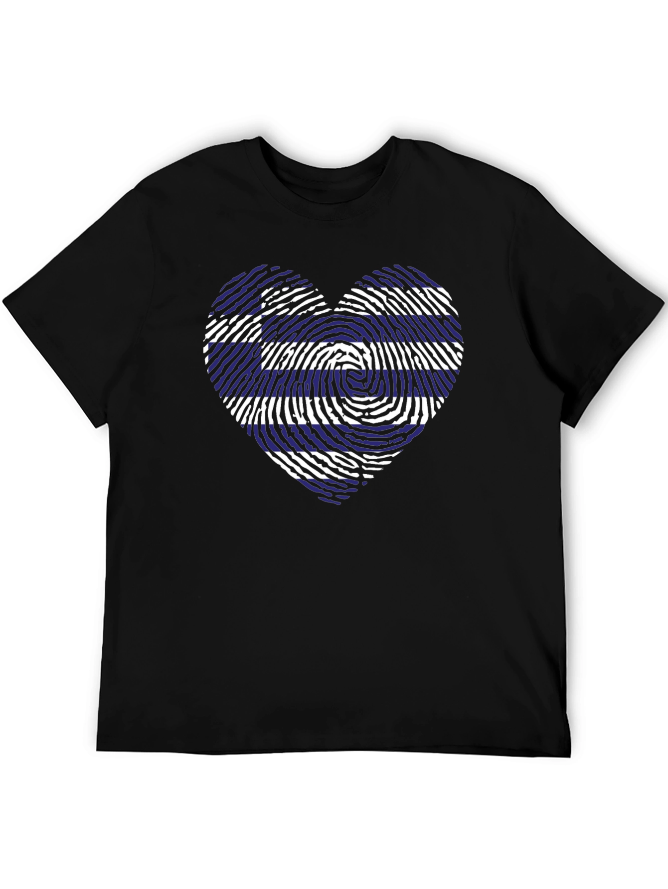 Greece Flag Heart Fingerprint T-Shirt