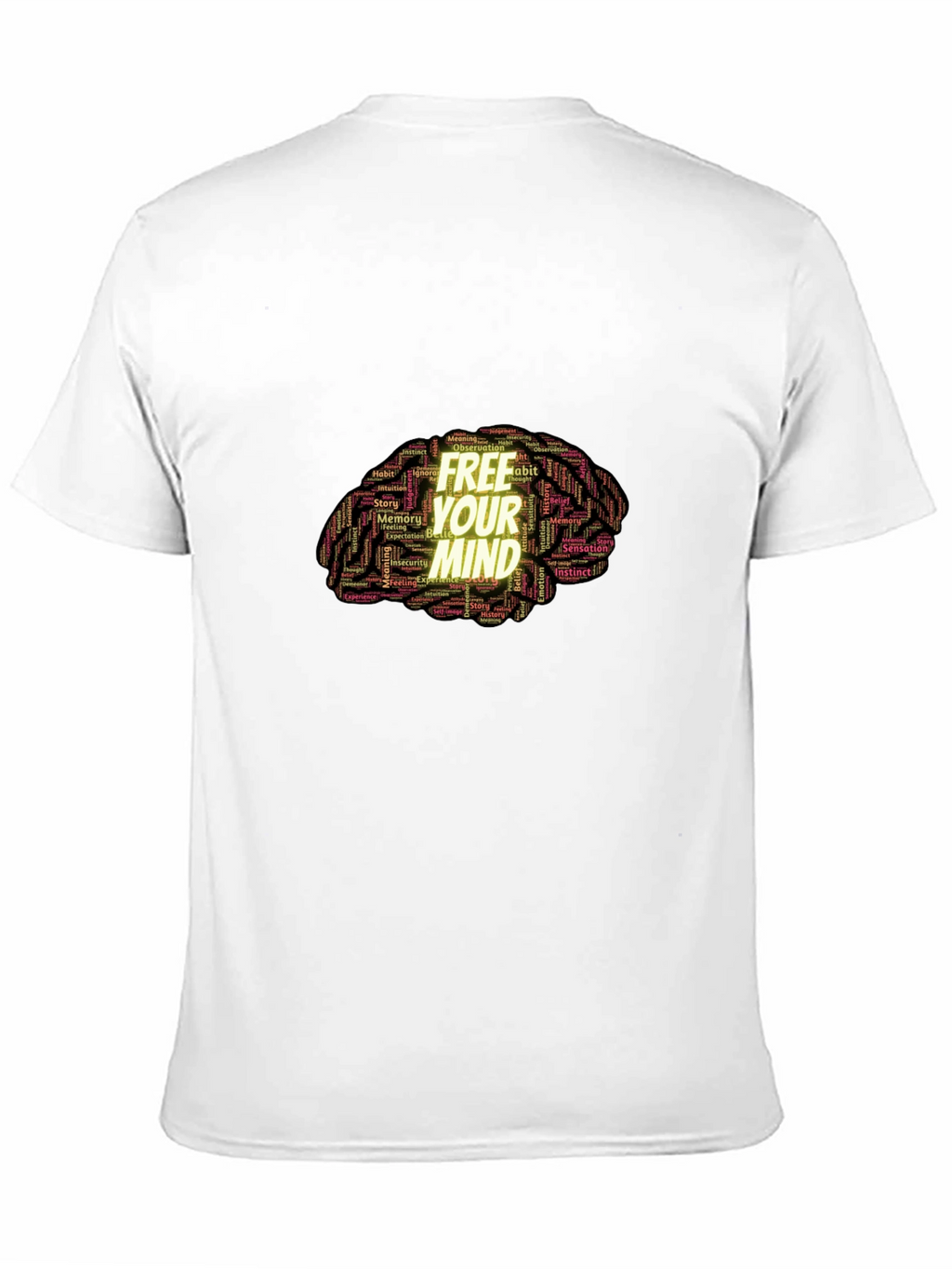 Free Your Mind Brain Word Art Black T-Shirt
