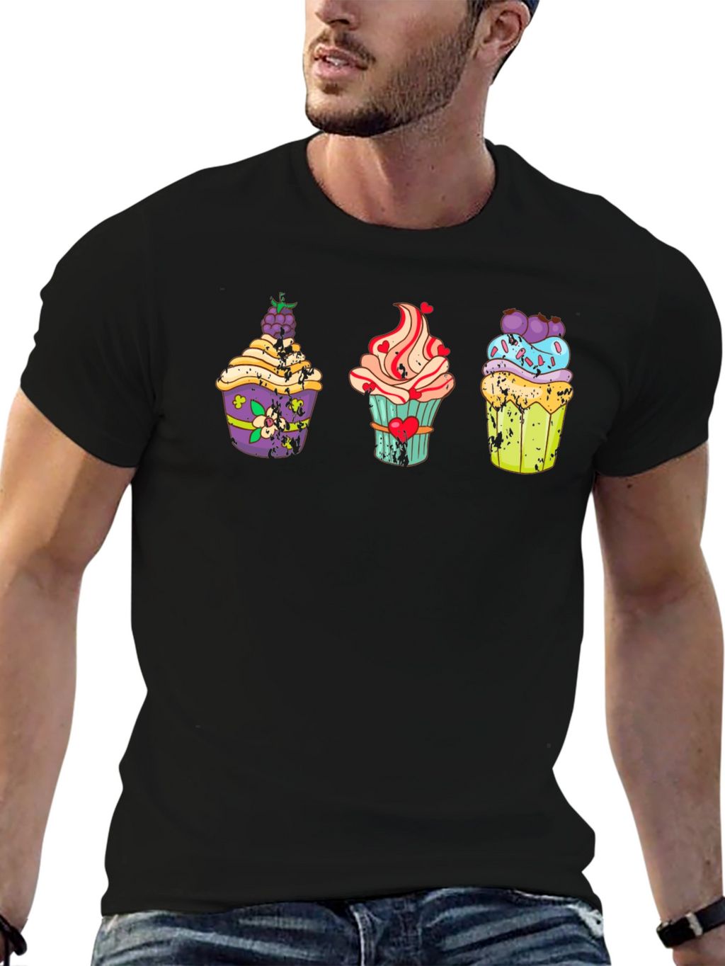 Cupcake Graphic T-Shirt - Unique Dessert Design Tee