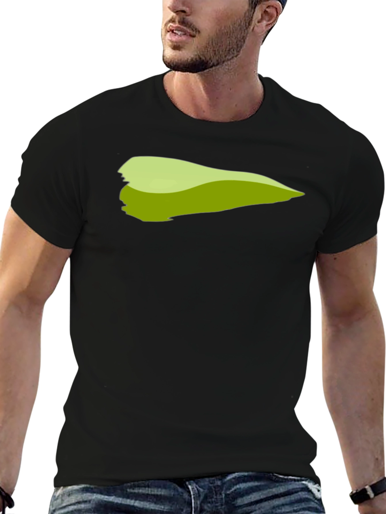 Green Brush Stroke Graphic T-Shirt