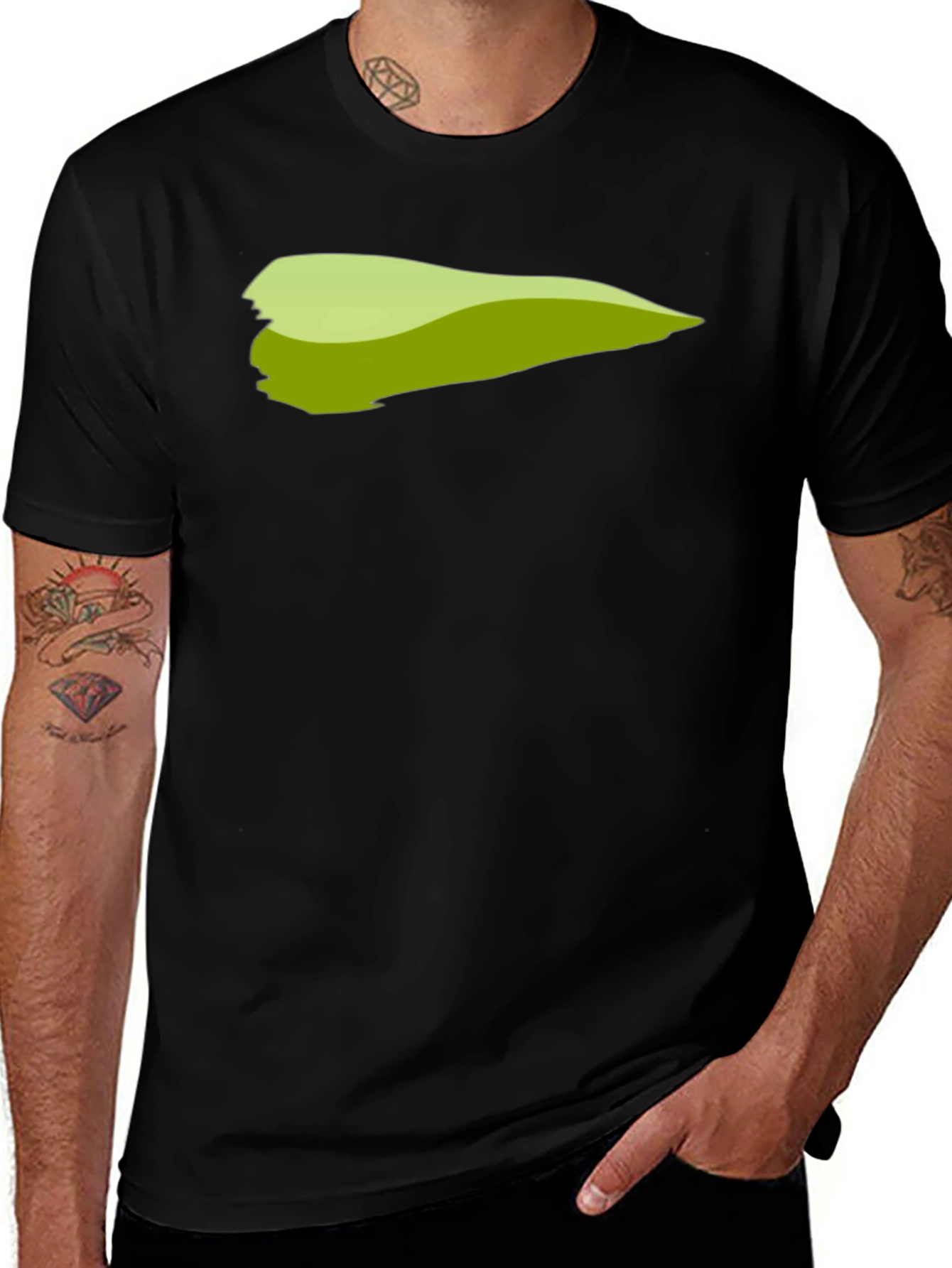 Green Brush Stroke Graphic T-Shirt