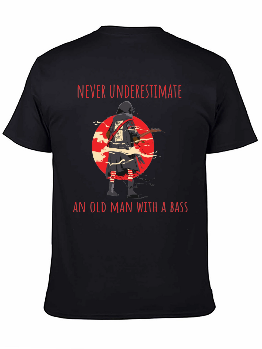 Never Underestimate Old Man with Bass Guitar T-Shirt
