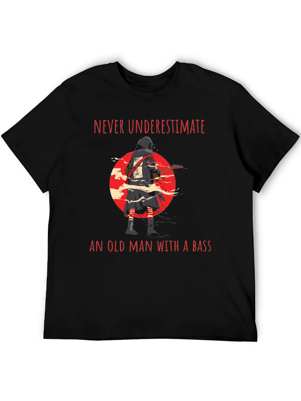 Never Underestimate Old Man with Bass Guitar T-Shirt