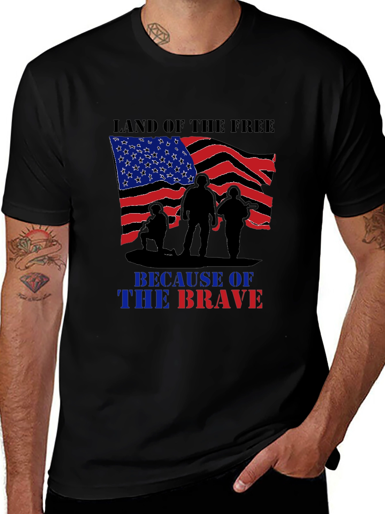 Land of Free Brave Soldiers Graphic T-Shirt