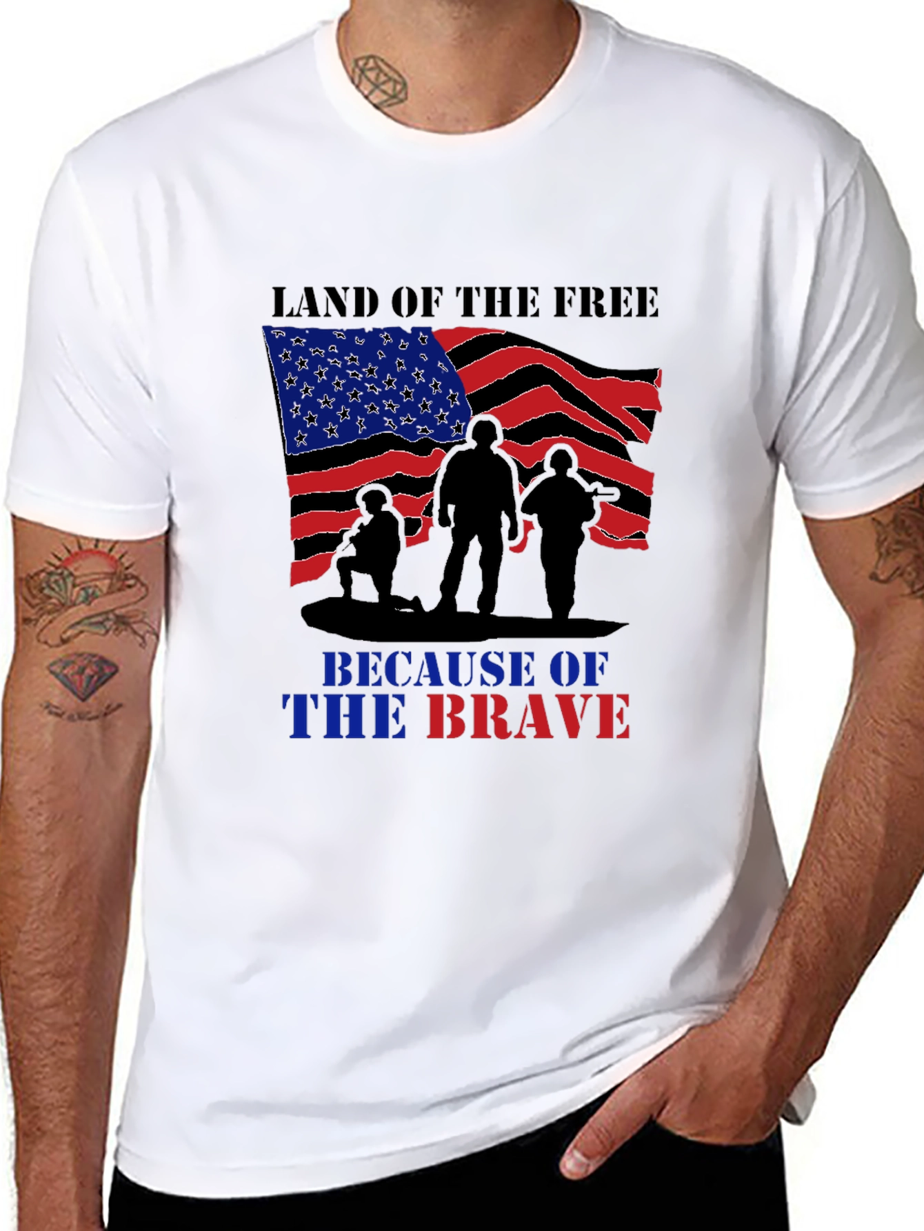 Land of Free Brave Soldiers Graphic T-Shirt