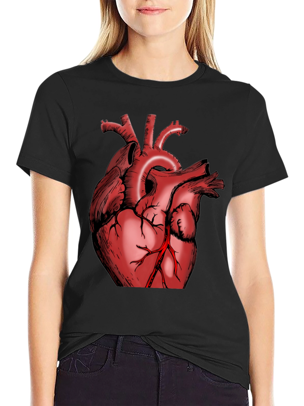 Anatomical Heart Graphic Tee - Black Cotton T-Shirt