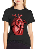 Anatomical Heart Graphic Tee - Black Cotton T-Shirt
