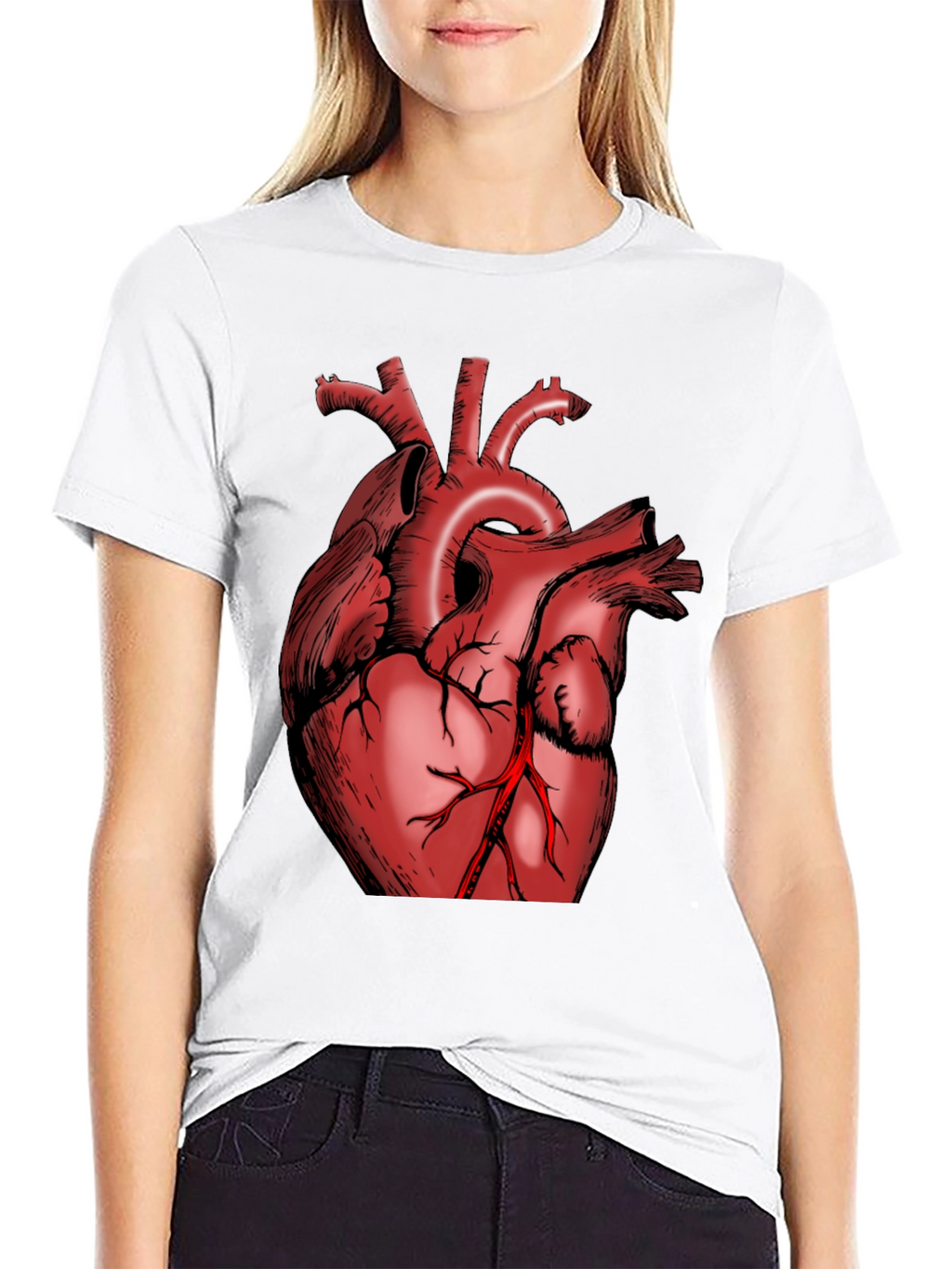Anatomical Heart Graphic Tee - Black Cotton T-Shirt