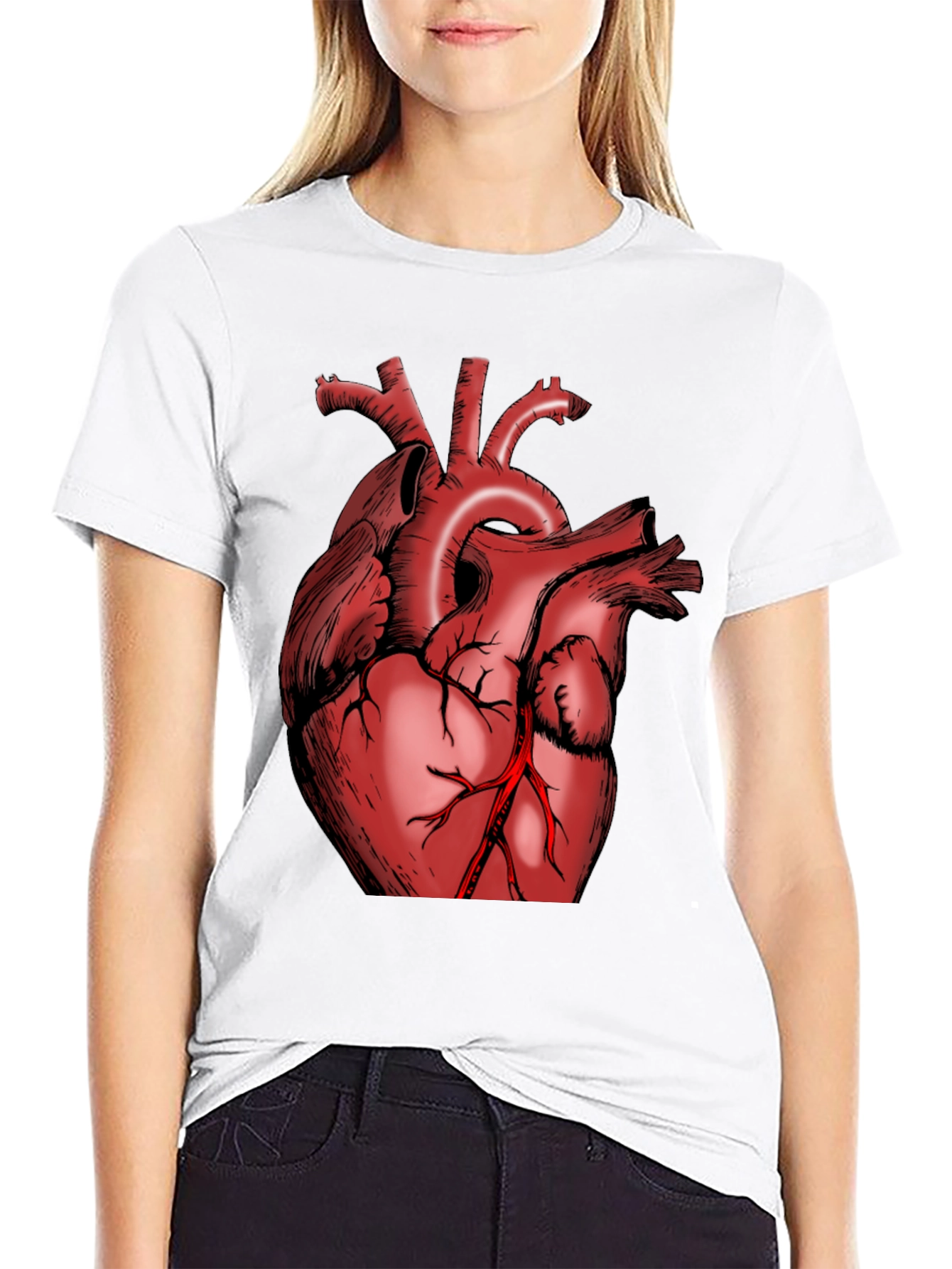 Anatomical Heart Graphic Tee - Black Cotton T-Shirt