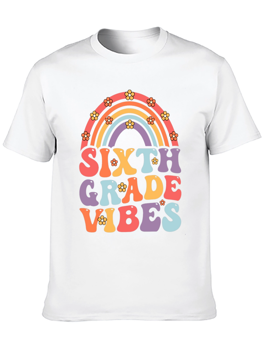 Sixth Grade Vibes Retro Rainbow T-Shirt