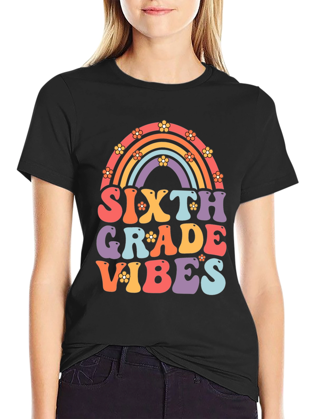 Sixth Grade Vibes Retro Rainbow T-Shirt