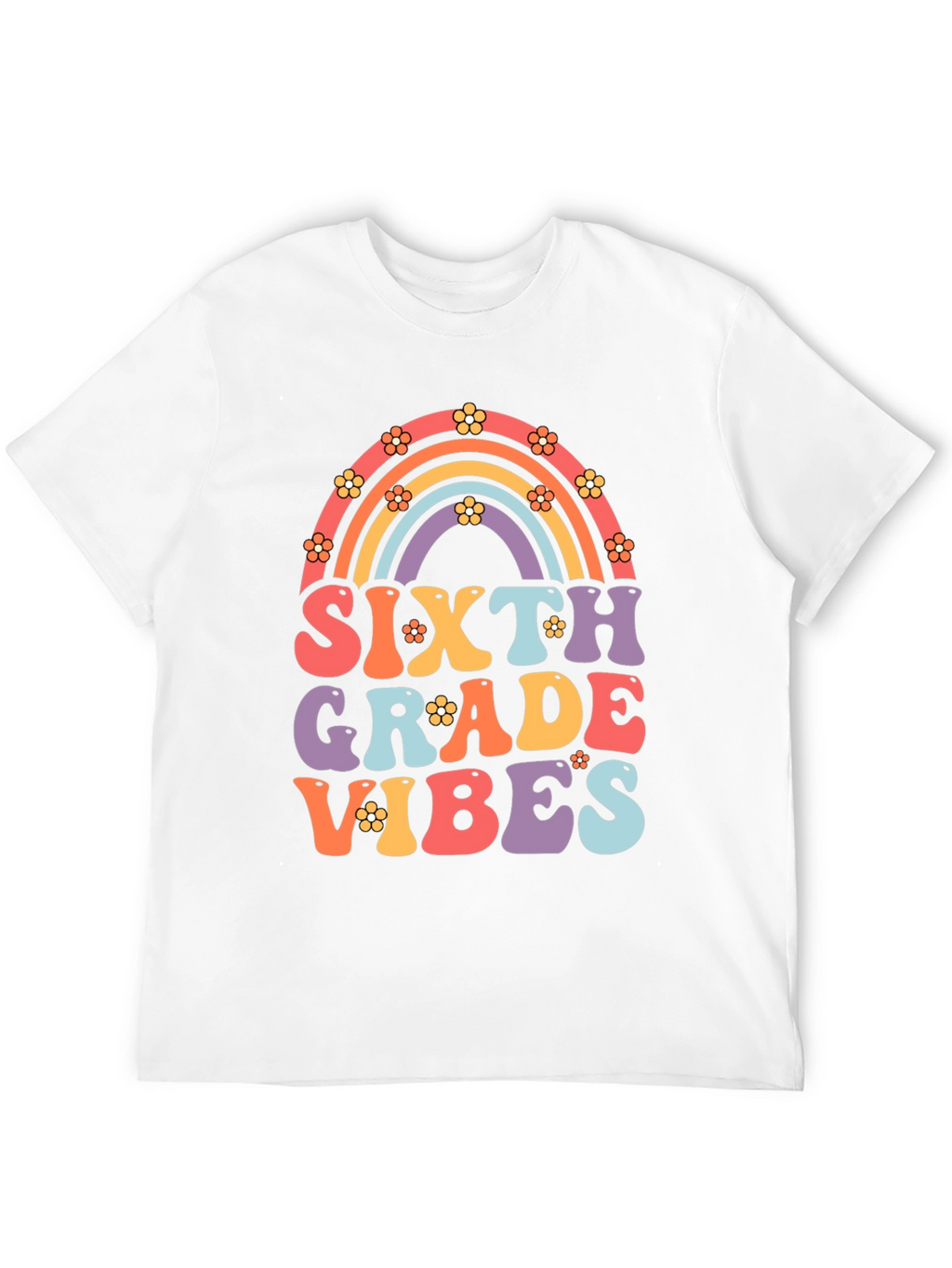 Sixth Grade Vibes Retro Rainbow T-Shirt