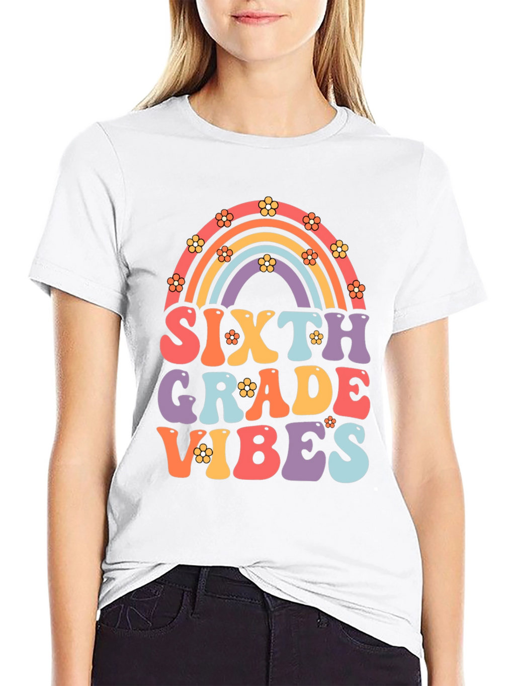 Sixth Grade Vibes Retro Rainbow T-Shirt