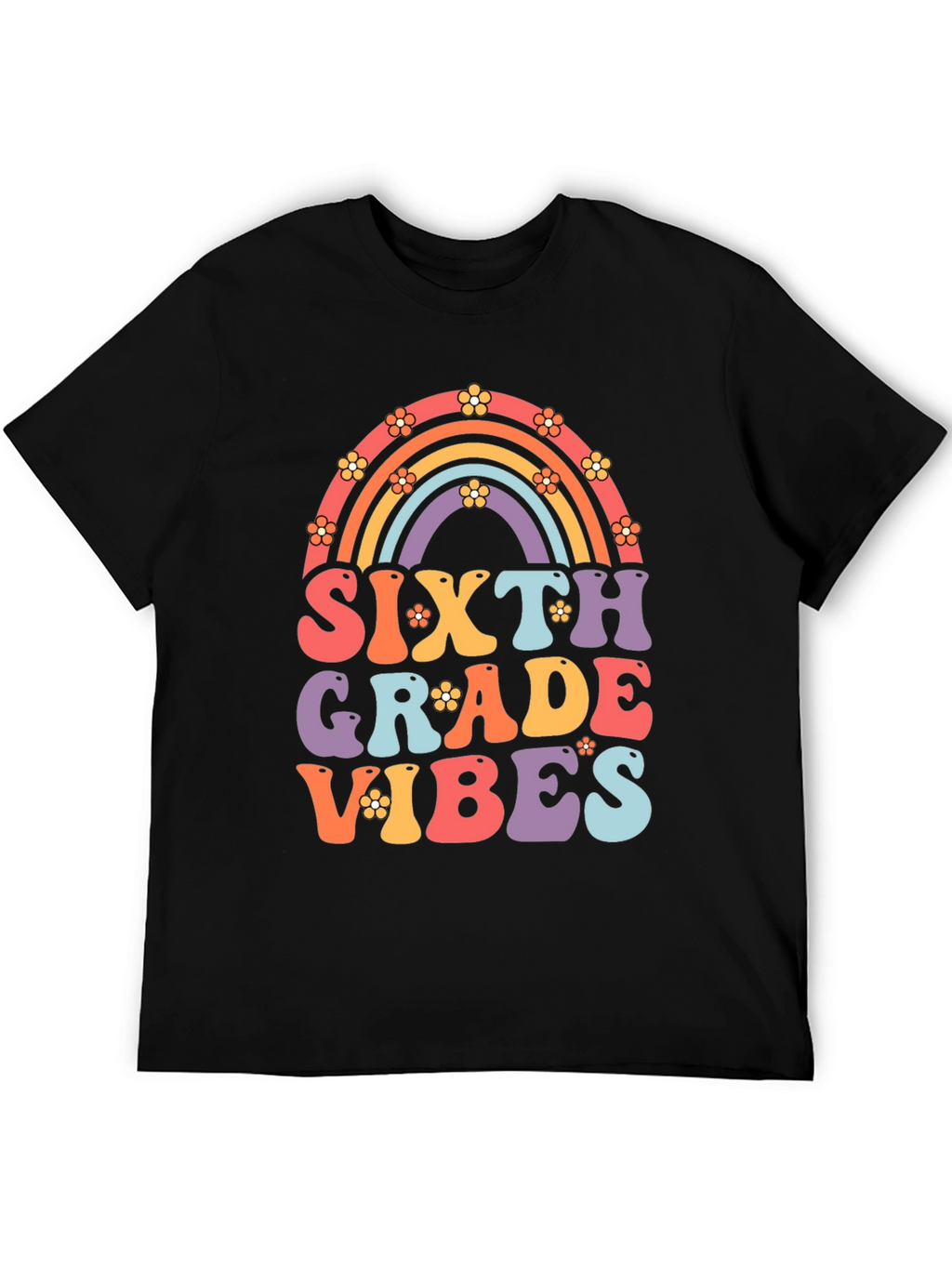Sixth Grade Vibes Retro Rainbow T-Shirt