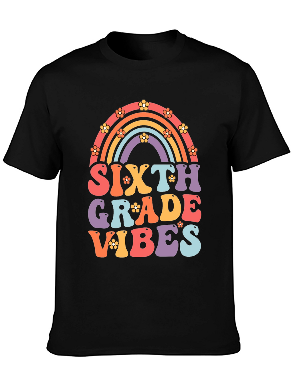 Sixth Grade Vibes Retro Rainbow T-Shirt