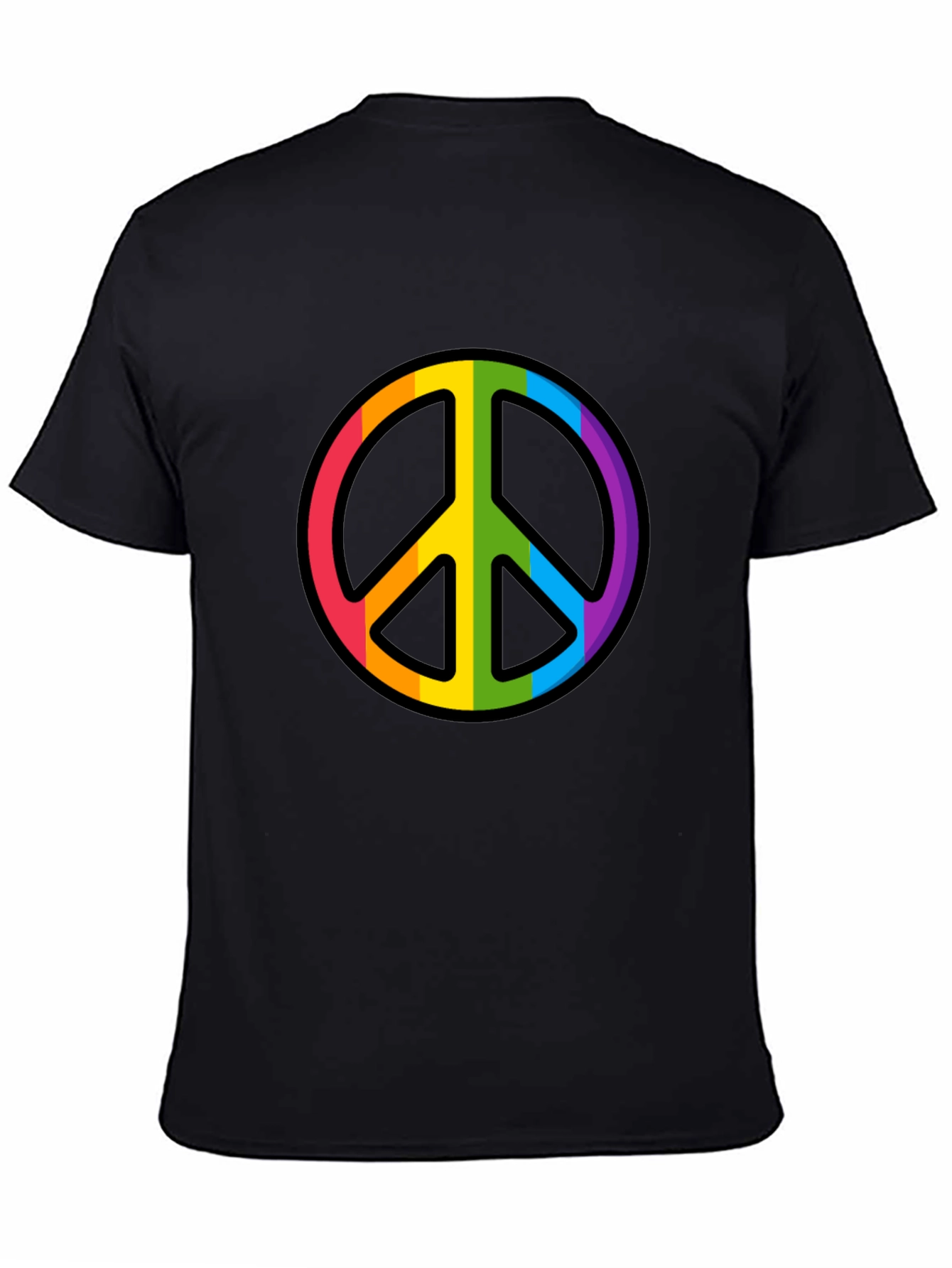 Rainbow Peace Sign Black T-Shirt