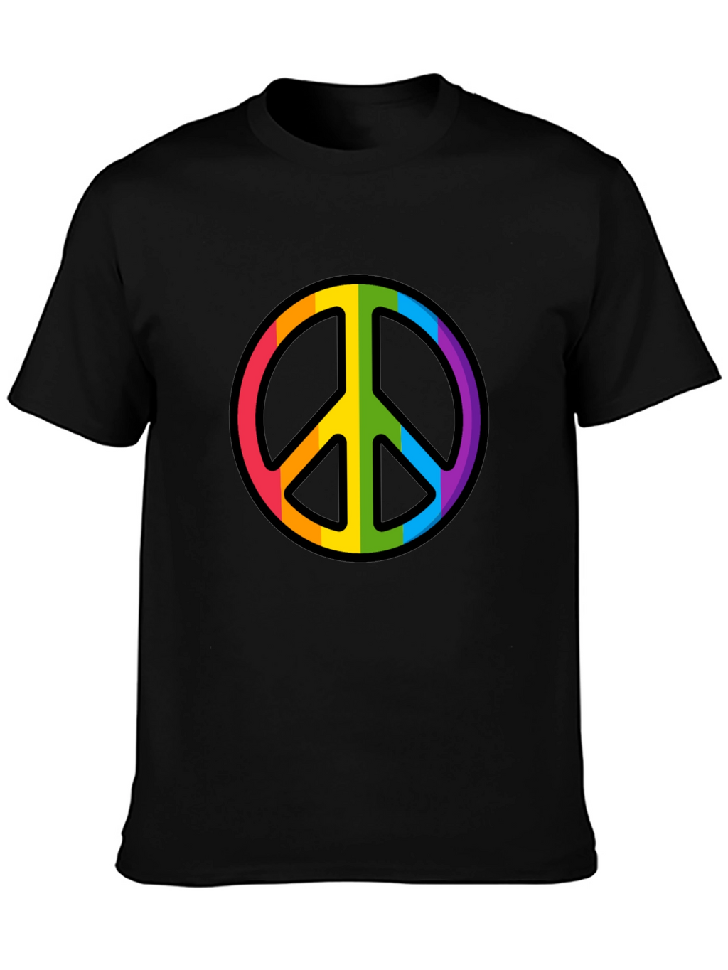Rainbow Peace Sign Black T-Shirt