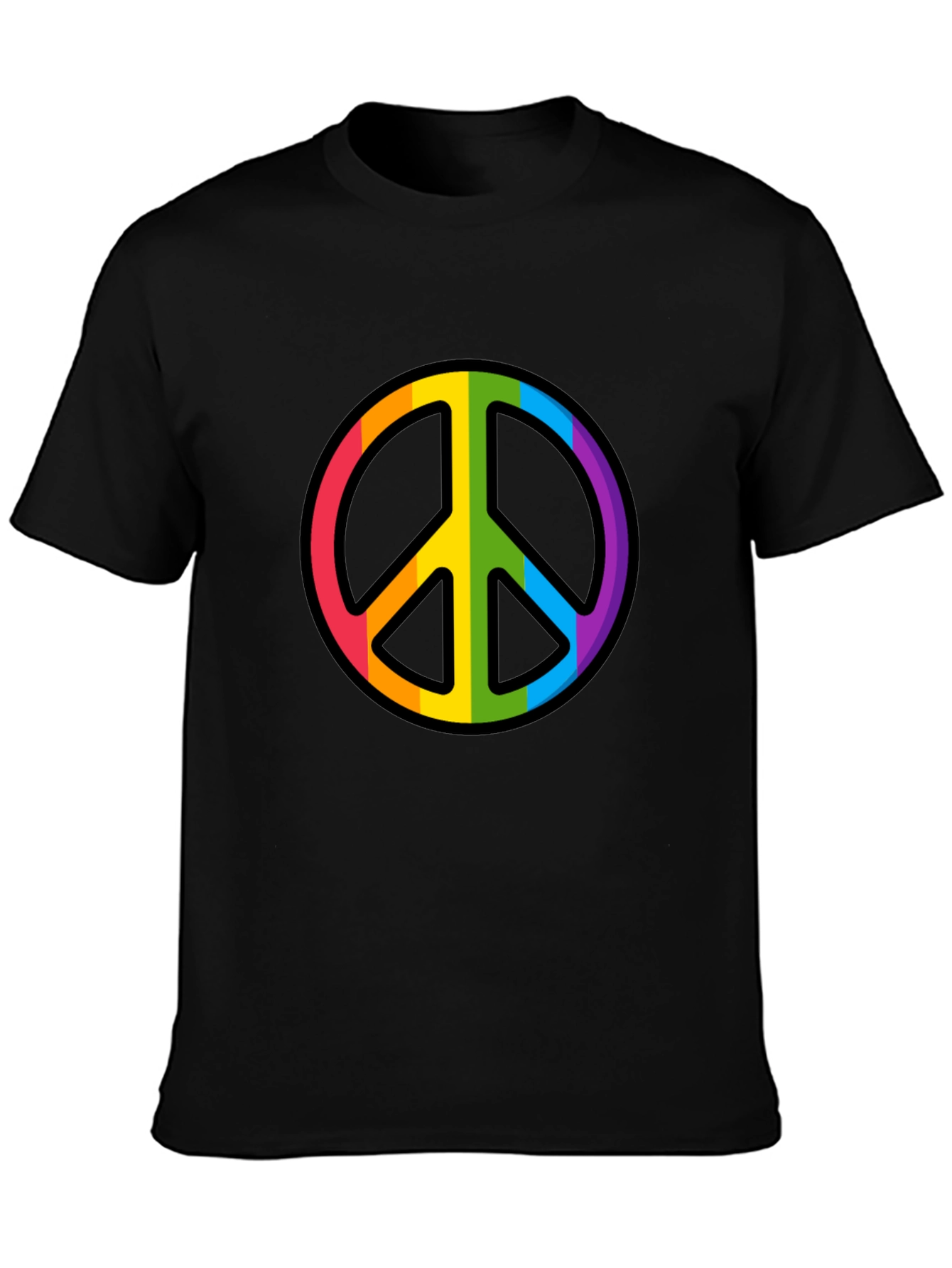 Rainbow Peace Sign Black T-Shirt