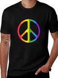 Rainbow Peace Sign Black T-Shirt