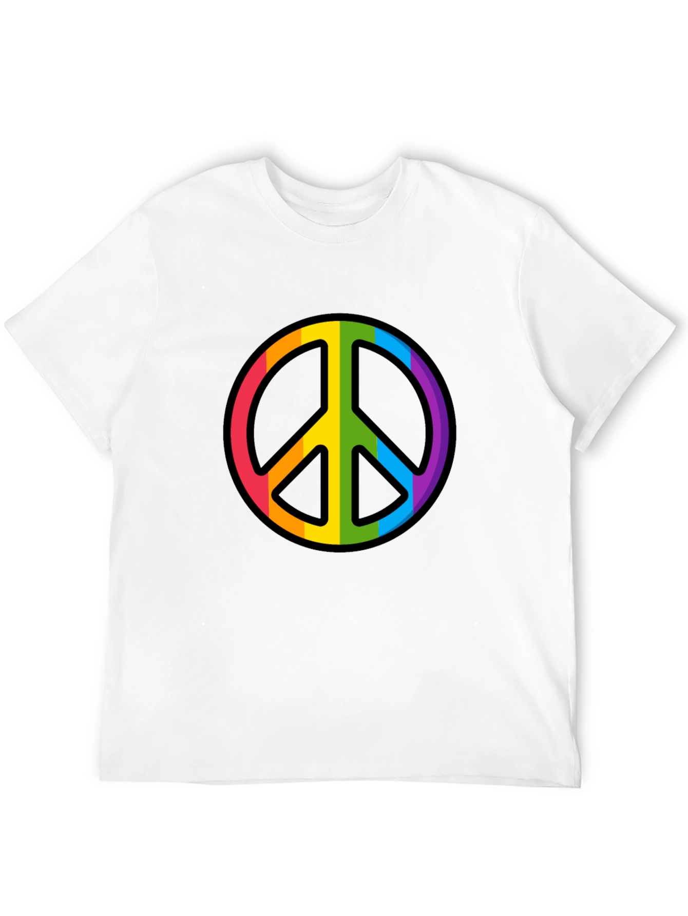 Rainbow Peace Sign Black T-Shirt