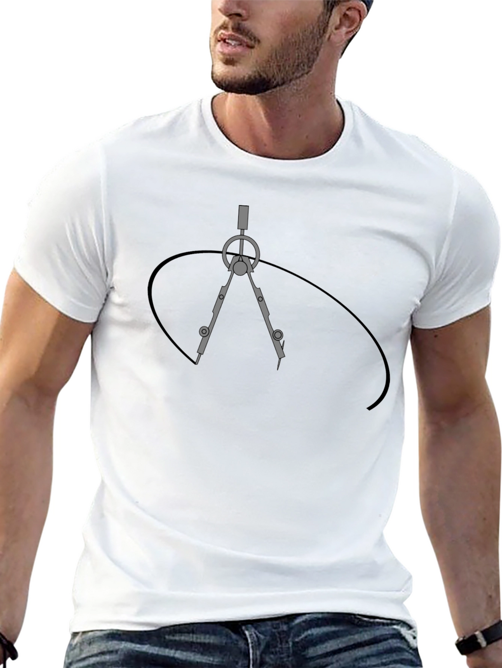 Geometric Compass Graphic T-Shirt - Architect Design Tee