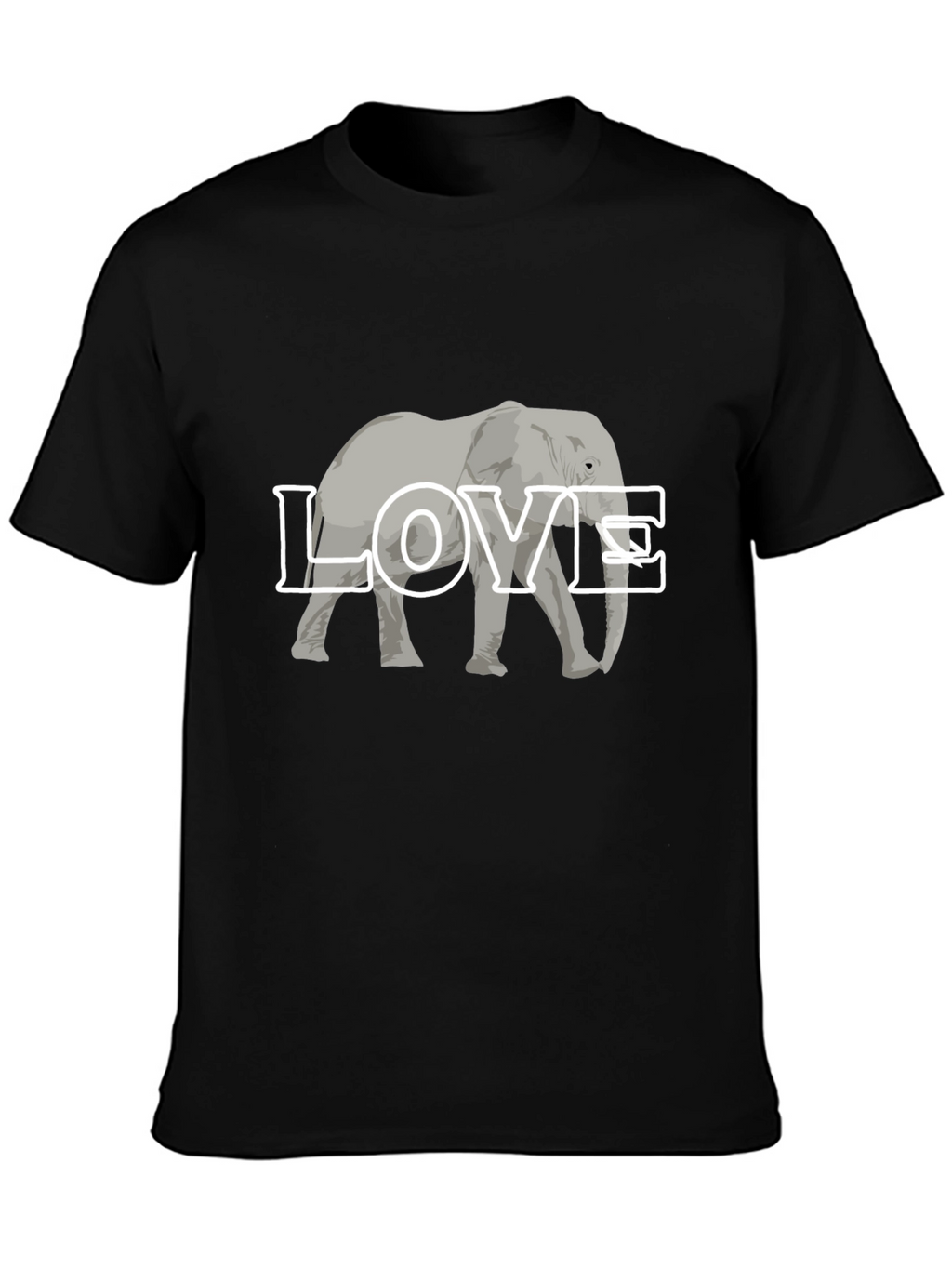 Elephant Love Graphic Tee - Black Cotton T-Shirt