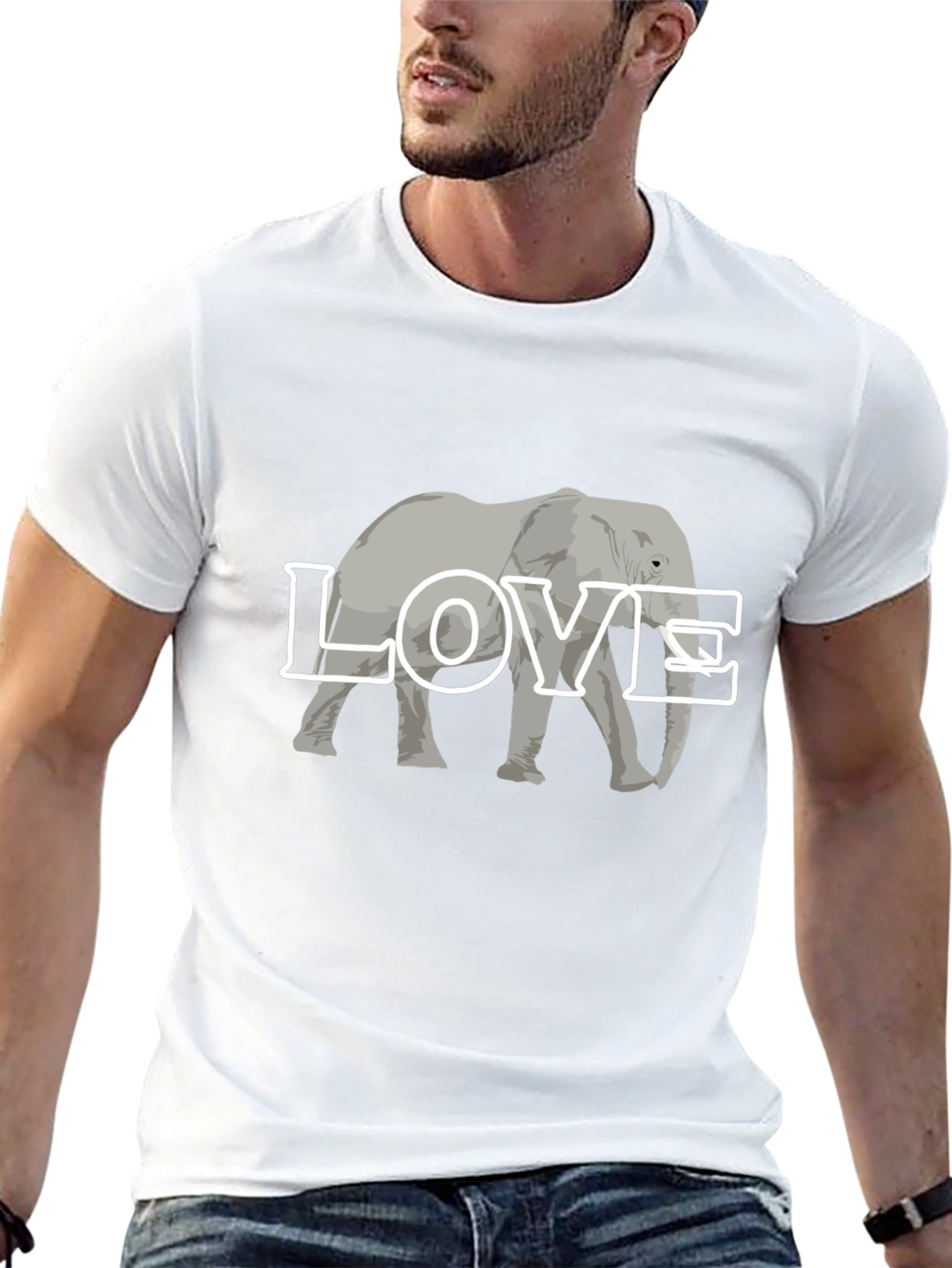 Elephant Love Graphic Tee - Black Cotton T-Shirt