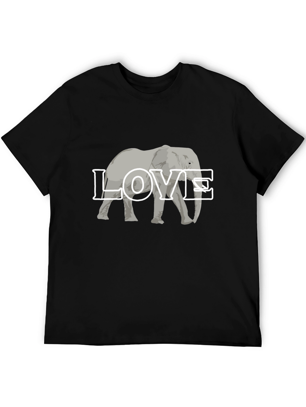 Elephant Love Graphic Tee - Black Cotton T-Shirt