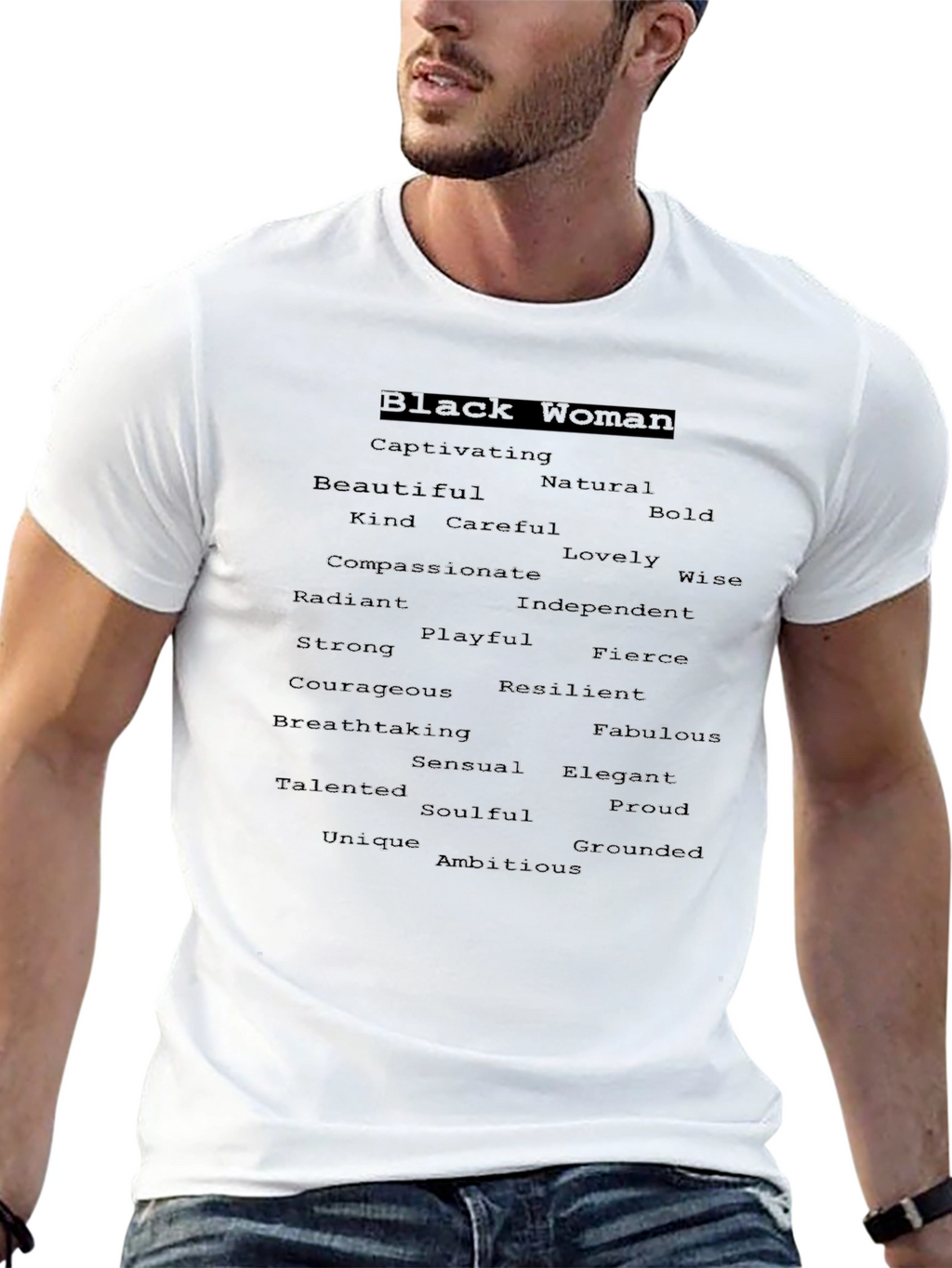 Black Woman T-Shirt - Empowering Word Art