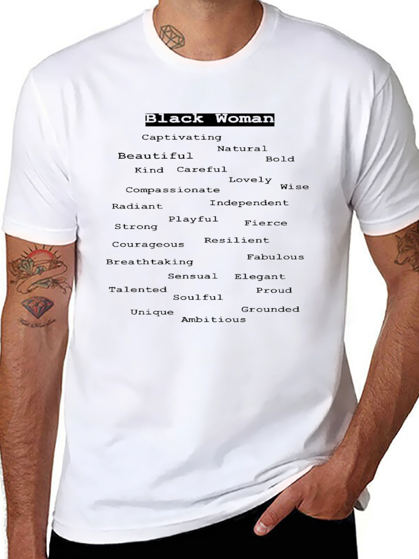 Black Woman T-Shirt - Empowering Word Art