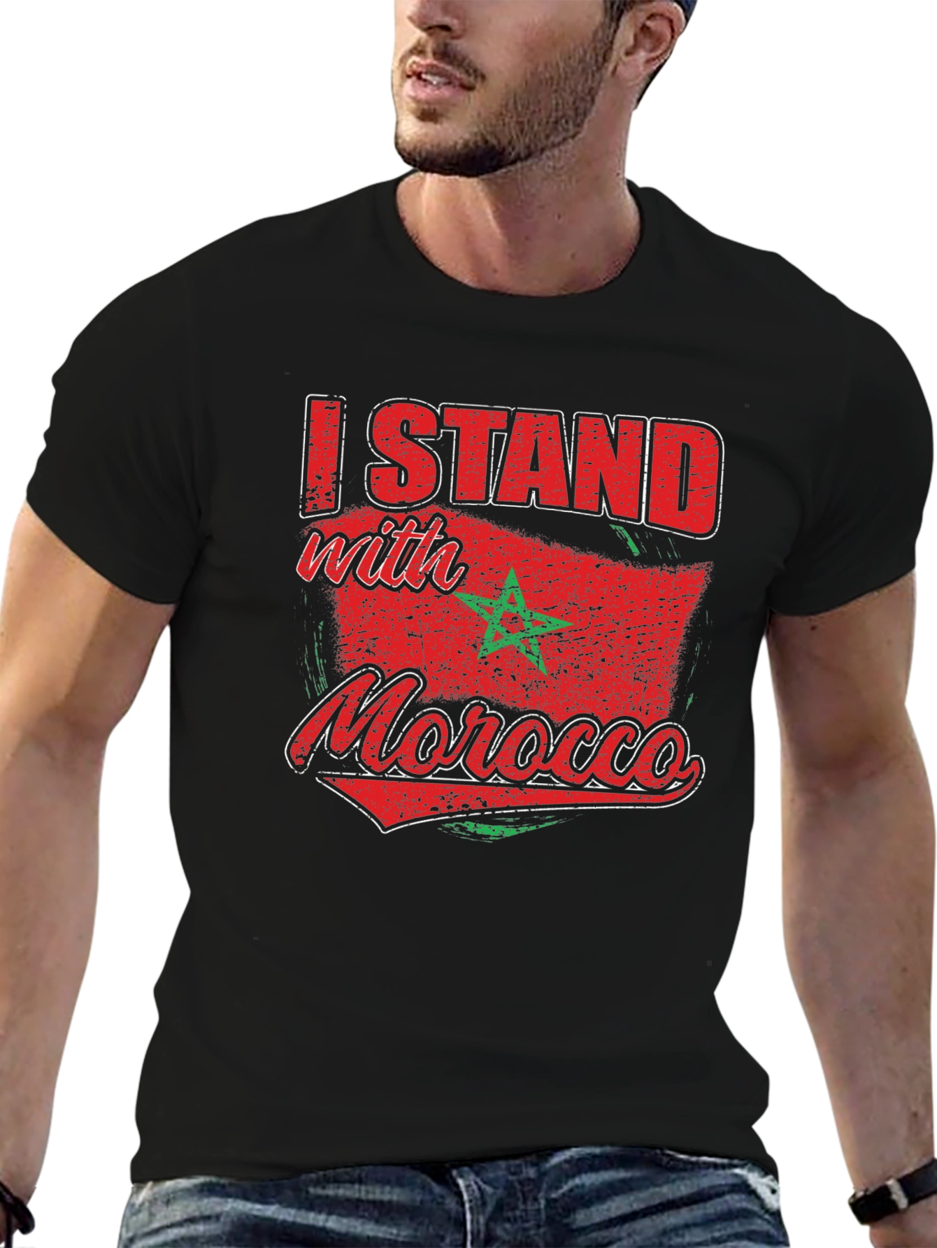I Stand with Morocco Flag Graphic T-Shirt