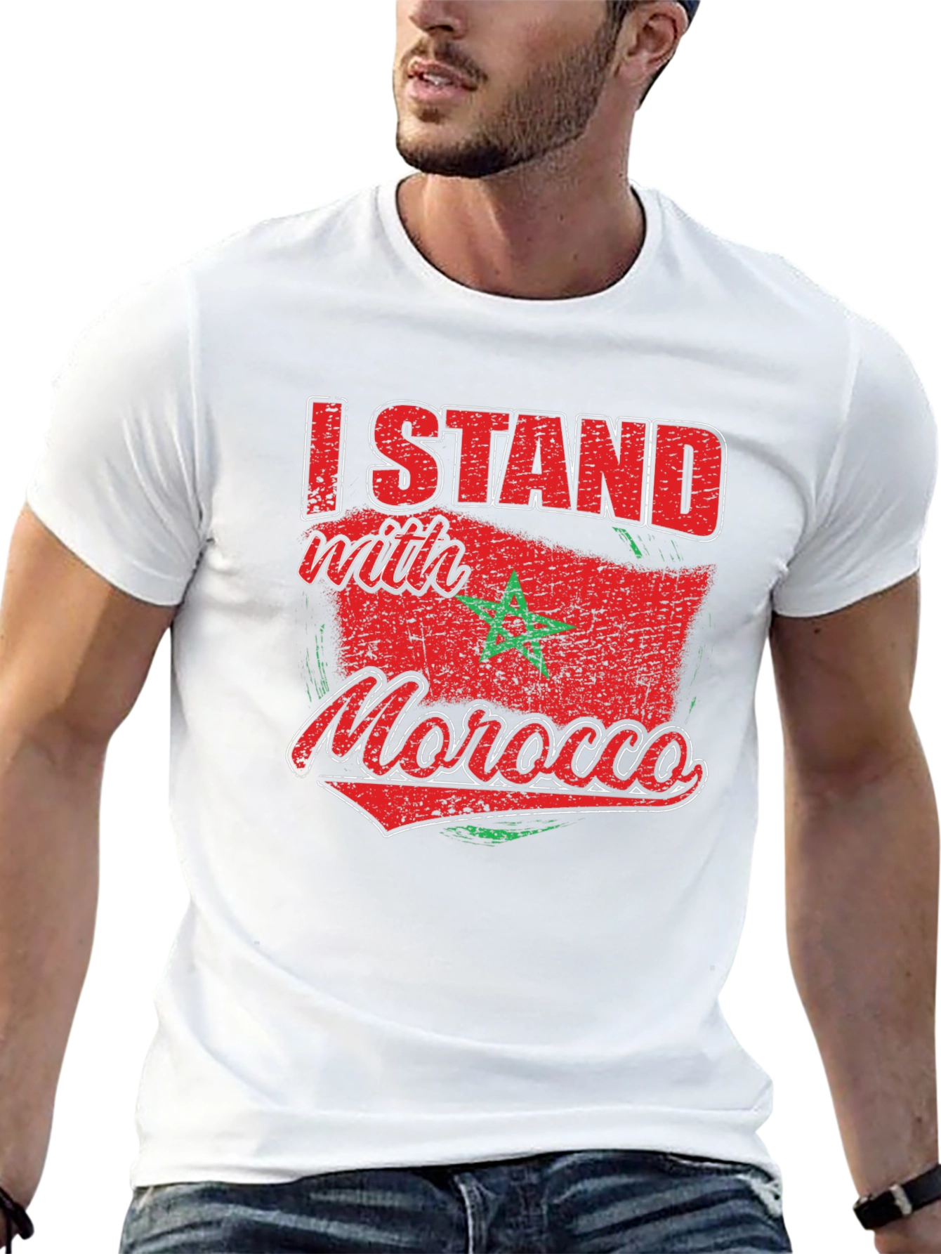 I Stand with Morocco Flag Graphic T-Shirt