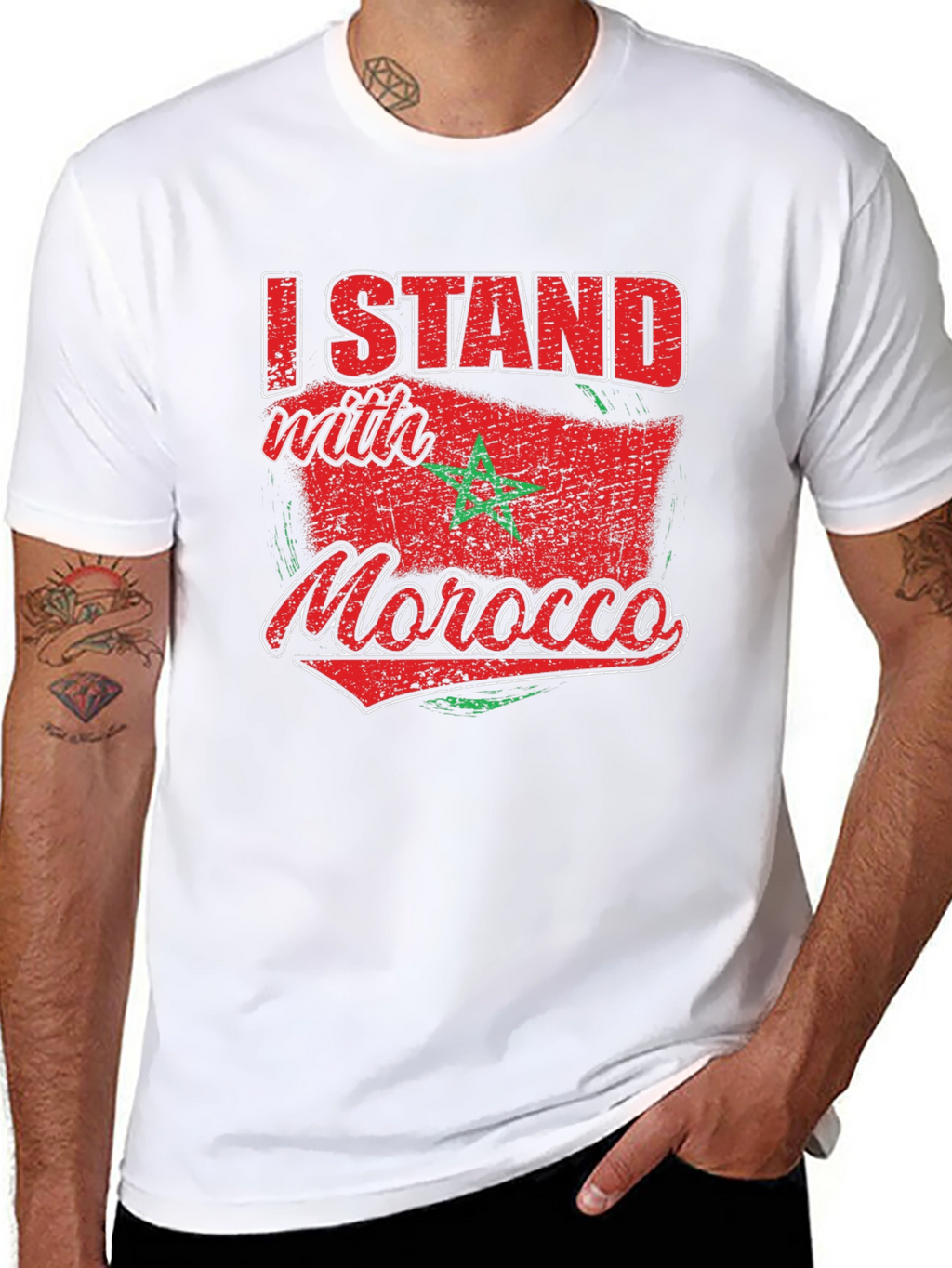 I Stand with Morocco Flag Graphic T-Shirt