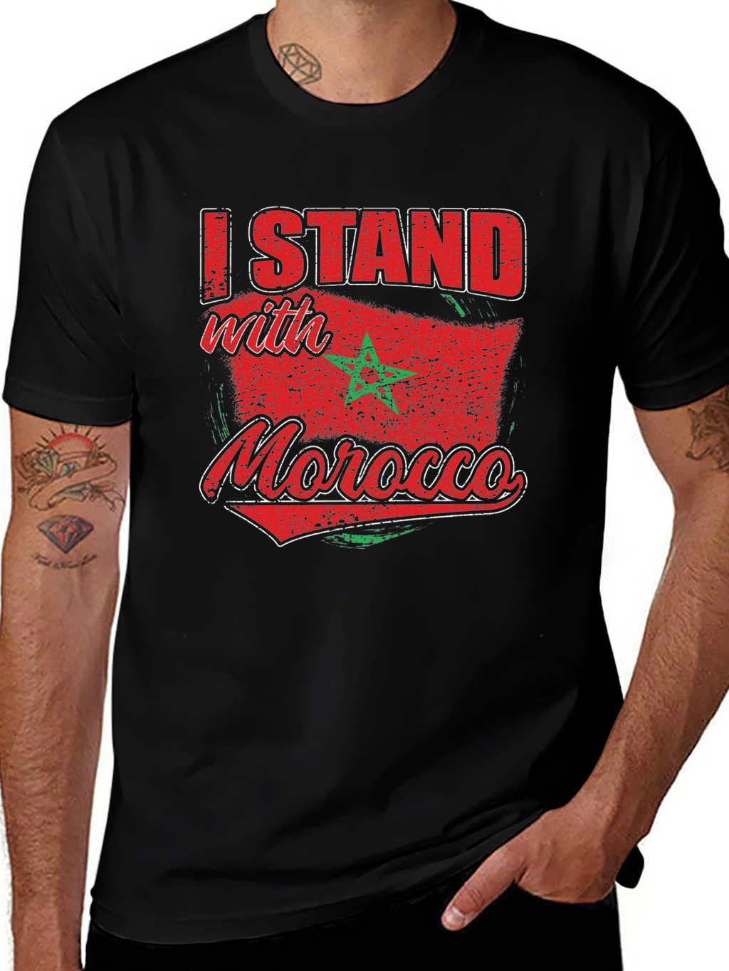I Stand with Morocco Flag Graphic T-Shirt