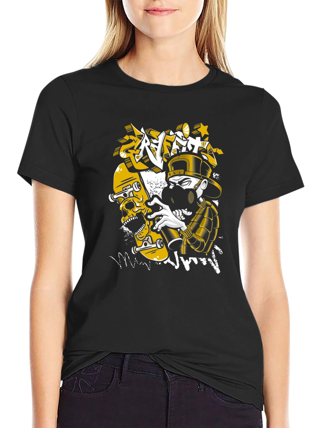 Skull Graffiti T-Shirt - Urban Style