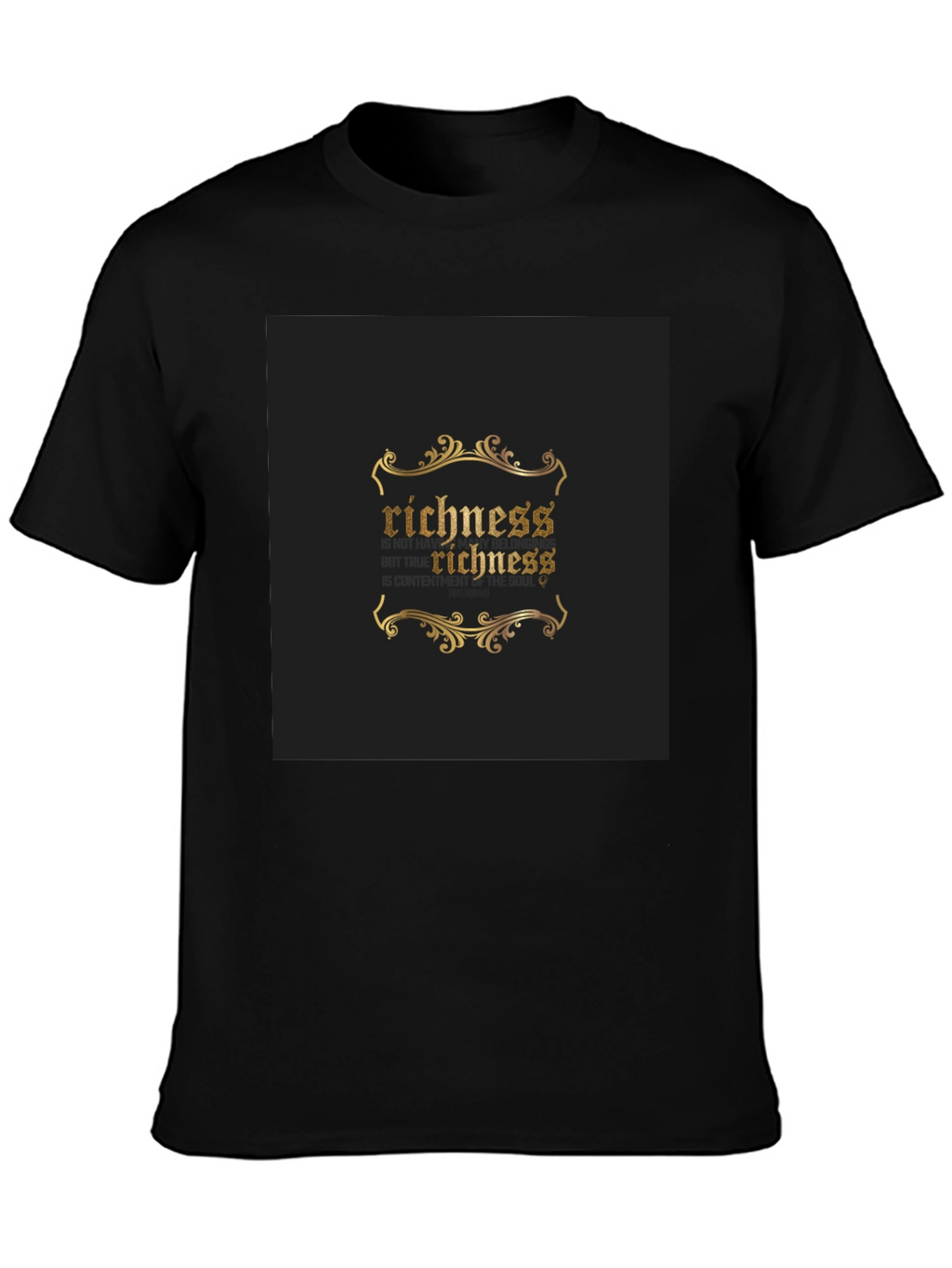 Richness Gold Print Black T-Shirt