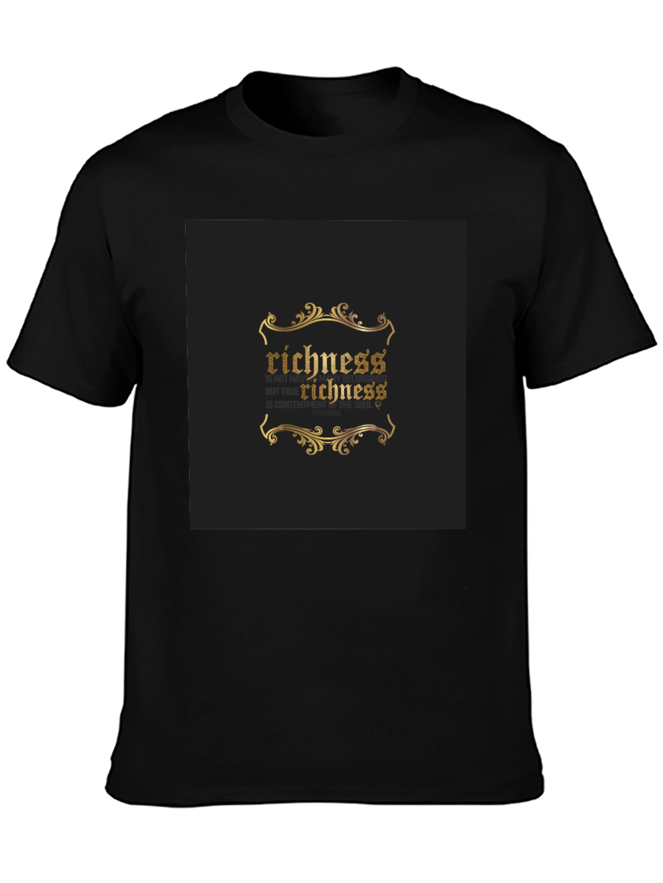 Richness Gold Print Black T-Shirt