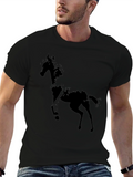 Abstract Horse Graphic Black T-Shirt