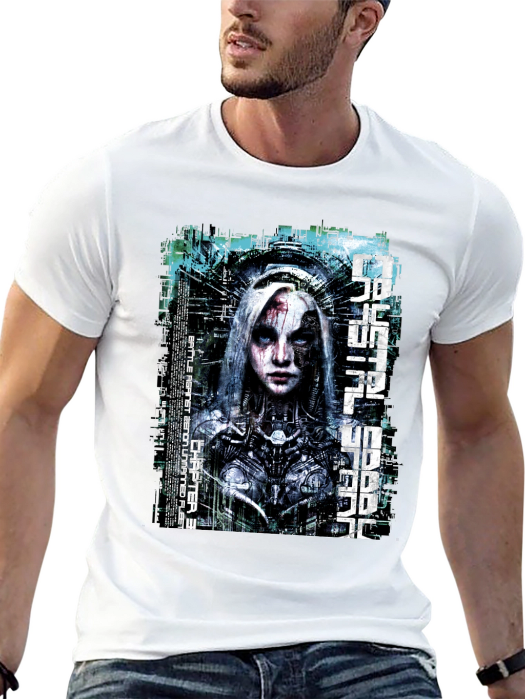 Futuristic Cyberpunk Graphic T-Shirt
