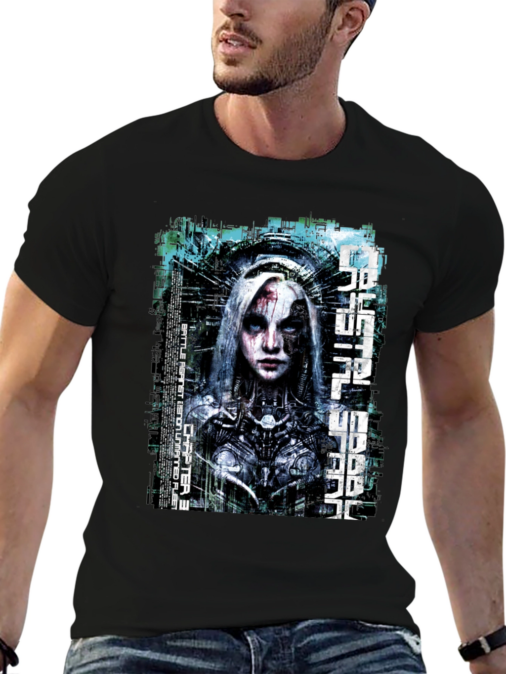 Futuristic Cyberpunk Graphic T-Shirt