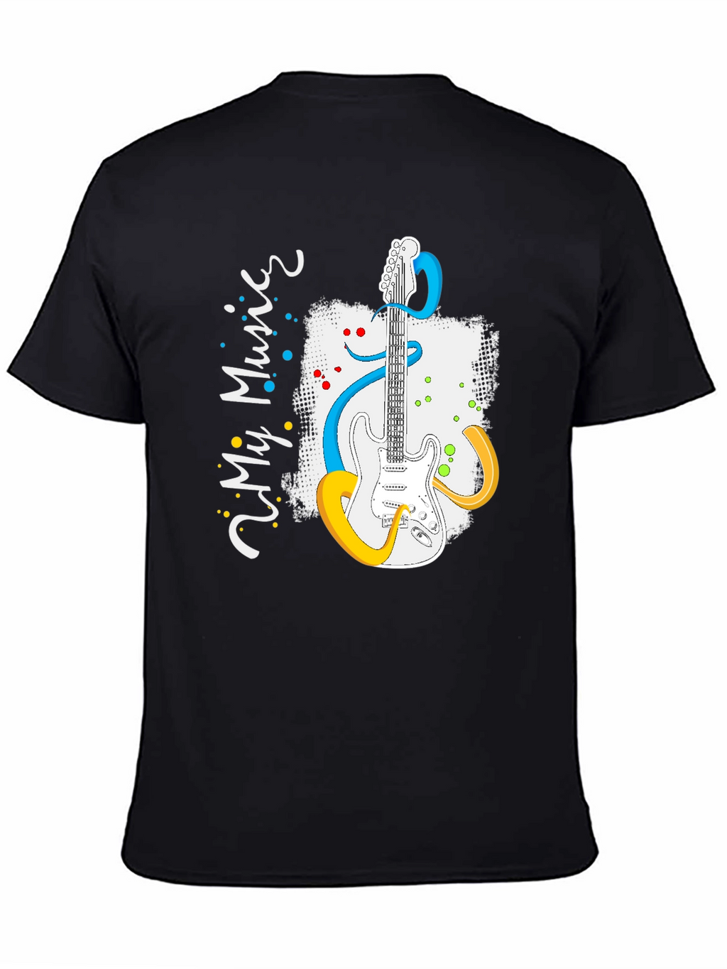 My Music Guitar Graphic Tee - Black Cotton T-Shirt
