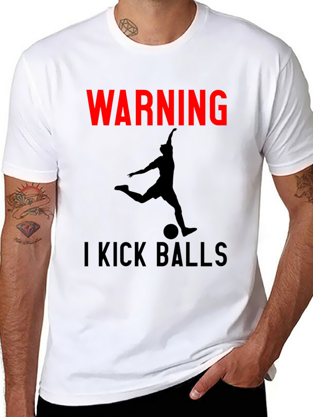 Warning: I Kick Balls Graphic T-Shirt - Soccer Inspired