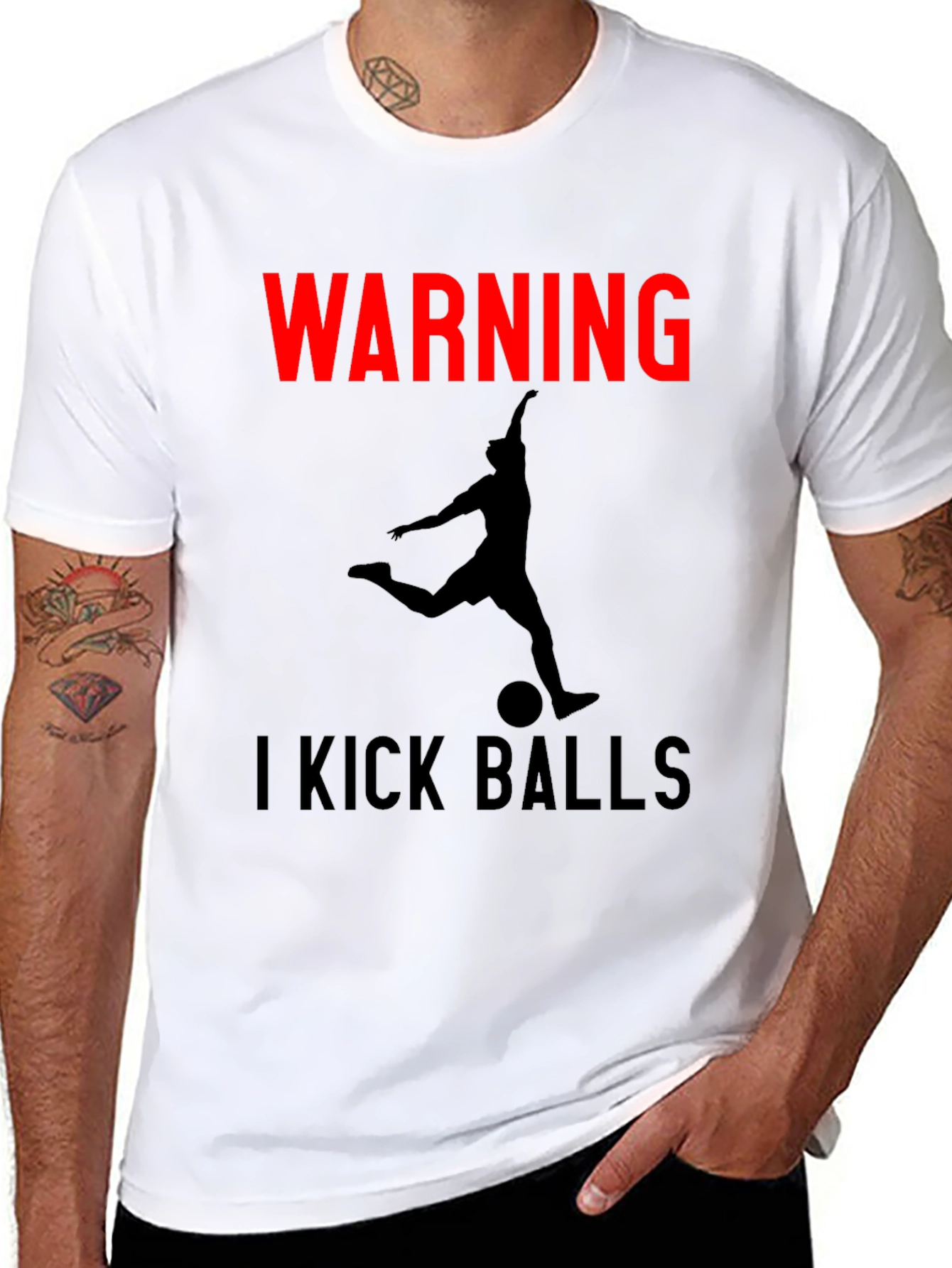 Warning: I Kick Balls Graphic T-Shirt - Soccer Inspired