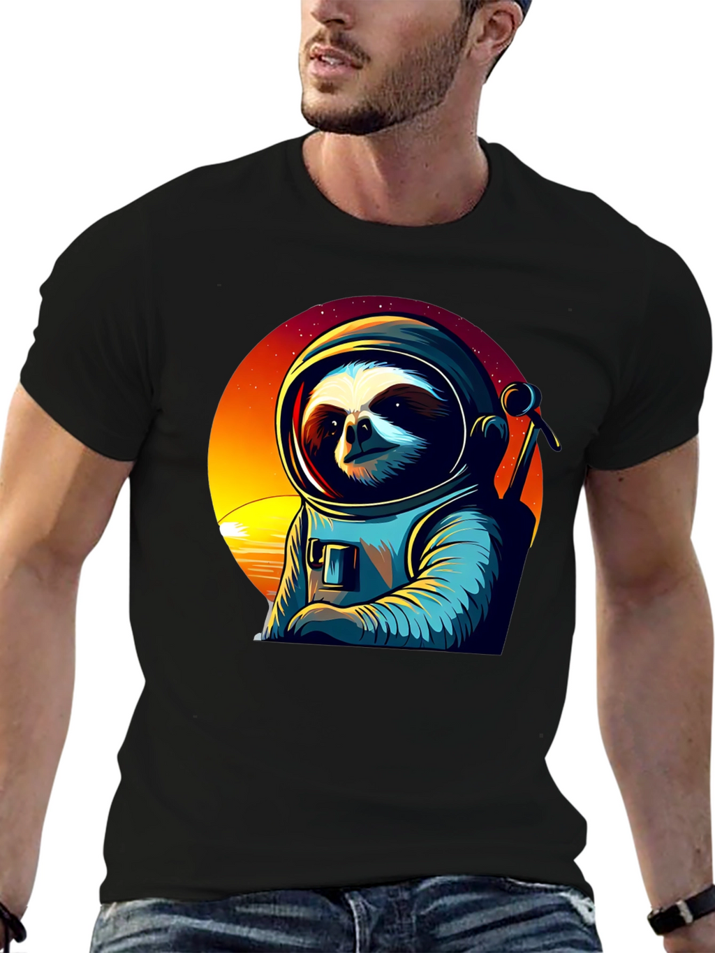 Astronaut Sloth Graphic Tee - Space Adventure Shirt