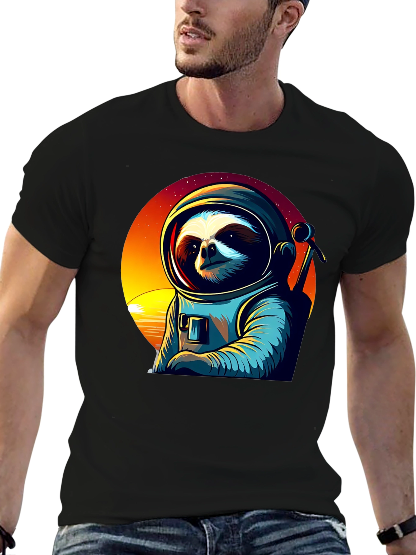 Astronaut Sloth Graphic Tee - Space Adventure Shirt