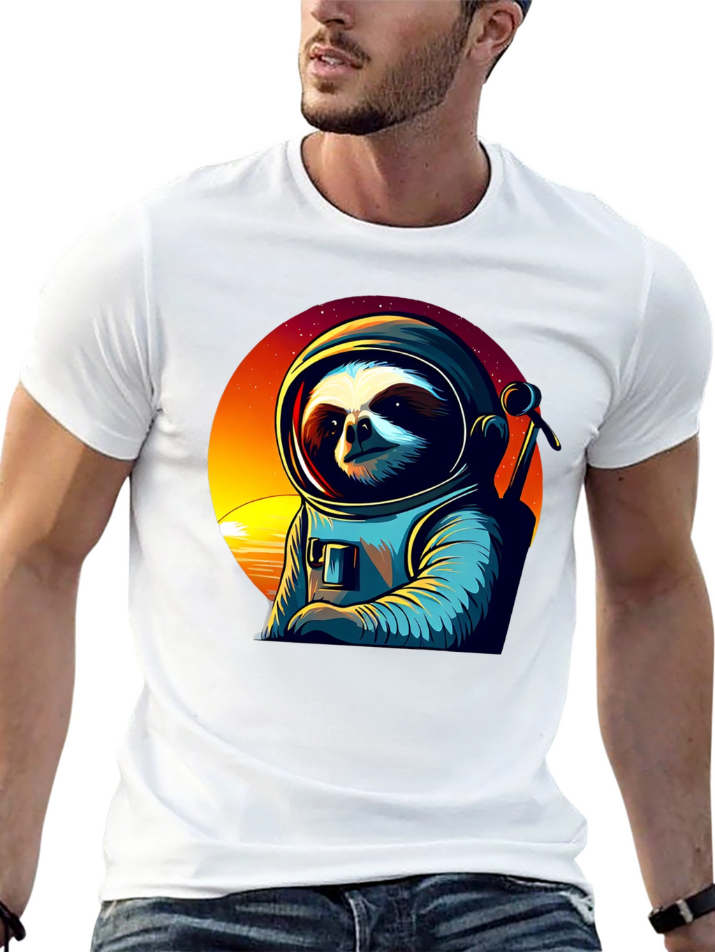Astronaut Sloth Graphic Tee - Space Adventure Shirt