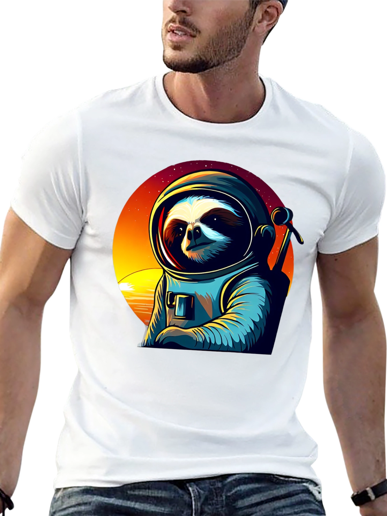 Astronaut Sloth Graphic Tee - Space Adventure Shirt